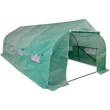 vidaXL Tuinkas walk-in draagbare polytunnel met stalen frame 18 m²