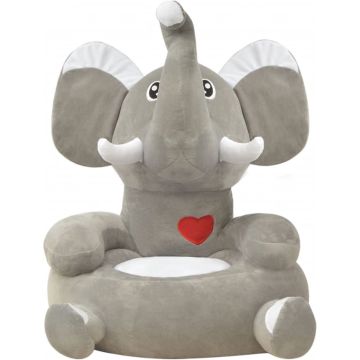 vidaXL Kinderstoel olifant pluche grijs