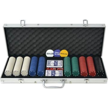 vidaXL Pokerset met 500 chips aluminium