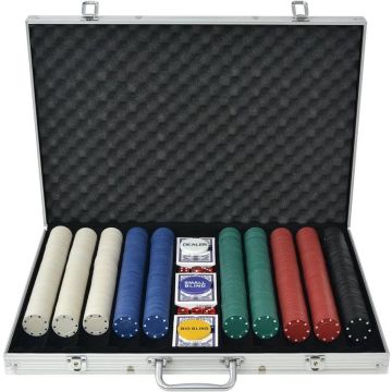 vidaXL Pokerset met 1000 chips aluminium