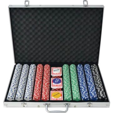 vidaXL Pokerset met 1000 chips aluminium