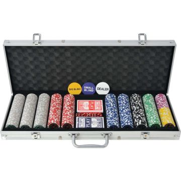 vidaXL Pokerset met 500 chips aluminium