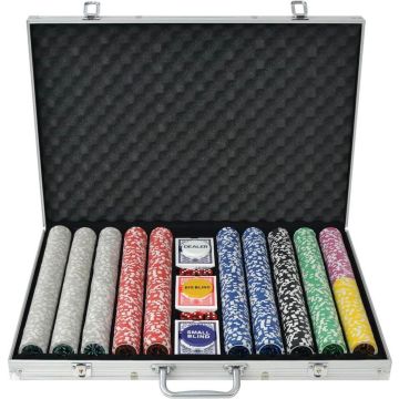 vidaXL Pokerset met 1000 laser chips aluminium