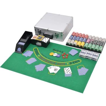 vidaXL Poker/blackjack set met 600 chips aluminium