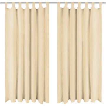 vidaXL Micro-satijnen gordijnen met lussen 140x175 cm beige 2 st