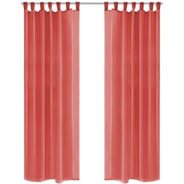 vidaXL Gordijnen voile 140x225 cm rood 2 st