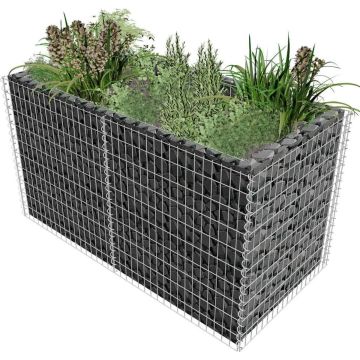 vidaXL Gabion plantenbak verhoogd 180x90x100 cm staal zilverkleurig