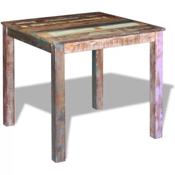 vidaXL Eettafel 80x82x76 cm massief gerecycled hout