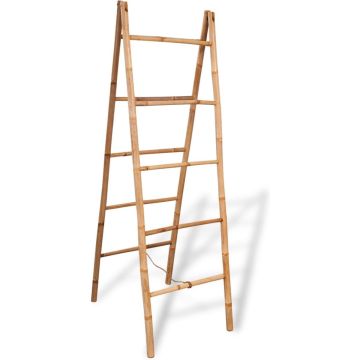 vidaXL Dubbele handdoekenladder met 5 tredes 50x160 cm bamboe