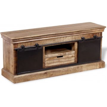 vidaXL Tv-meubel met 2 schuifdeuren 110x30x45 cm massief mangohout