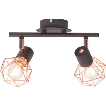 vidaXL Plafondlamp met 2 spotlights E14 zwart en koper