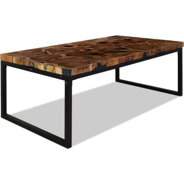 vidaXL Salontafel 110x60x40 cm teakhout en hars