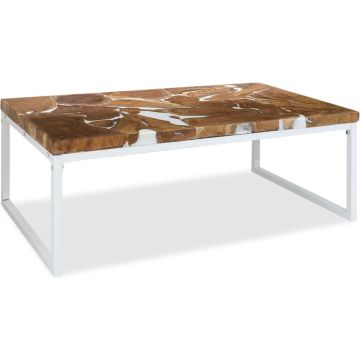 vidaXL Salontafel 110x60x40 cm teakhout en hars