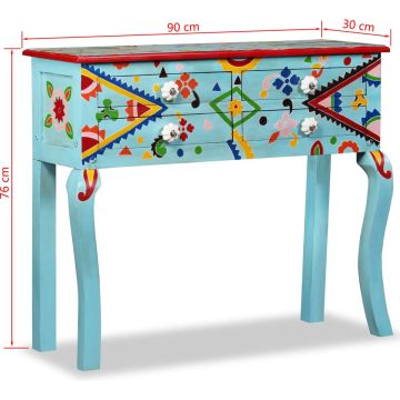 vidaXL Wandtafel handgeschilderd massief mangohout blauw