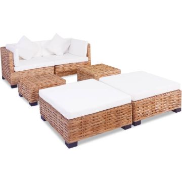 vidaXL Loungeset natuurlijk rattan 16-delig