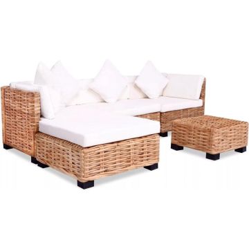 vidaXL Loungeset natuurlijk rattan 14-delig