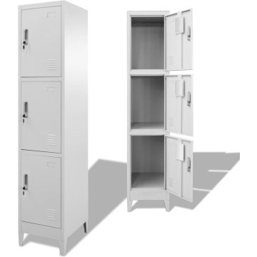 vidaXL Lockerkast met 3 vakken 38x45x180 cm