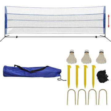 vidaXL Badminton net met shuttles 500x155 cm