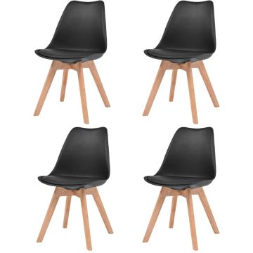 vidaXL Eetkamerstoelen 4 st kunststof zwart