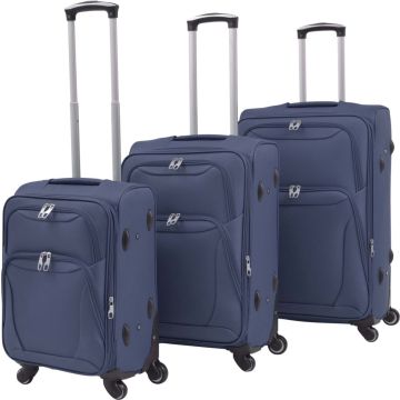 vidaXL Trolleyset marineblauw 3-delig