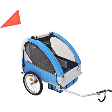 vidaXL Fietskar voor kinderen 30 kg grijs en blauw