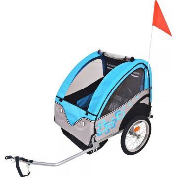 vidaXL Fietskar voor kinderen 30 kg grijs en blauw