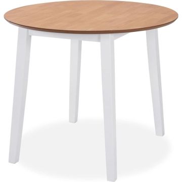 vidaXL Eettafel inklapbaar rond MDF wit