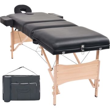 vidaXL Massagetafel inklapbaar 3 zones 10 cm dik zwart