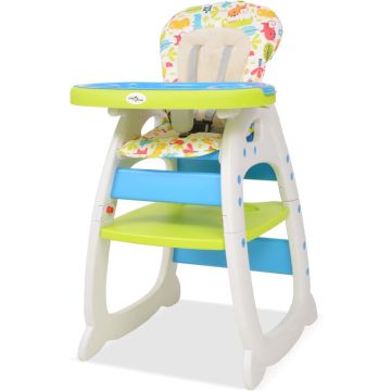 vidaXL Kinderstoel met blad 3-in-1 verstelbaar blauw en groen