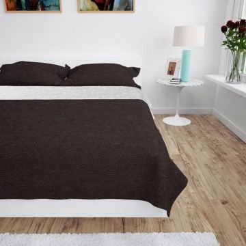 vidaXL Bedsprei dubbelzijdig 170x210 cm quilt crème en bruin