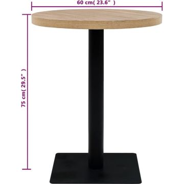 vidaXL Bistrotafel rond 60x75 cm MDF en staal eikenkleur