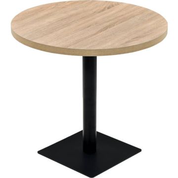 vidaXL Bistrotafel rond 80x75 cm MDF en staal eikenkleur