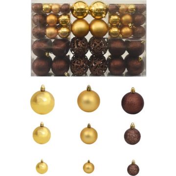 vidaXL 100-delige Kerstballenset 3/4/6 cm bruin/bronskleur/goudkleurig