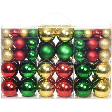 vidaXL Kerstballen 100 st rood/goudkleurig/groen