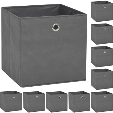 vidaXL Opbergdozen 32x32x32 cm ongeweven stof grijs 10 stuks