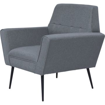 vidaXL Fauteuil staal en stof lichtgrijs