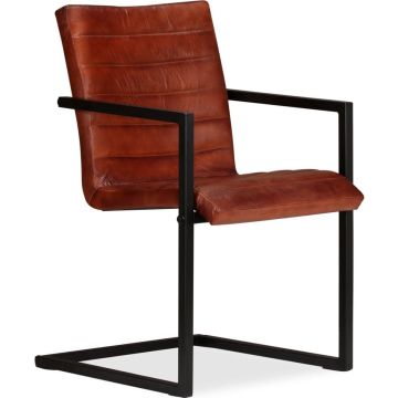 vidaXL Eetkamerstoelen 2 st echt leer bruin