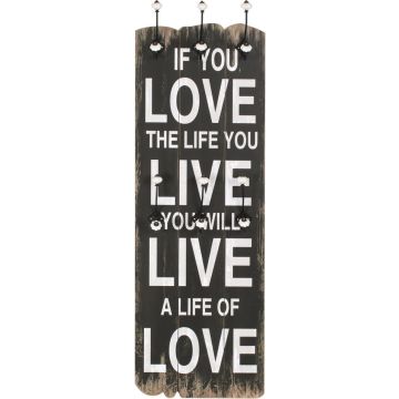 vidaXL Wandkapstok met 6 haken LOVE LIVE 120x40 cm