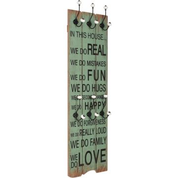 vidaXL Wandkapstok met 6 haken HAPPY LOVE 120x40 cm