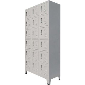 vidaXL Lockerkast met 18 vakken 90x40x180 cm metaal