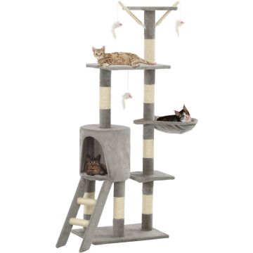 vidaXL Kattenkrabpaal met sisal krabpalen 138 cm grijs