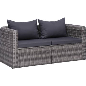 vidaXL Tuinhoekbanken 2 st poly rattan grijs