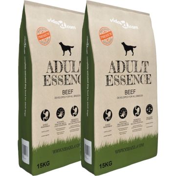 vidaXL Premium hondenvoer droog Adult Essence Beef 30 kg 2 st