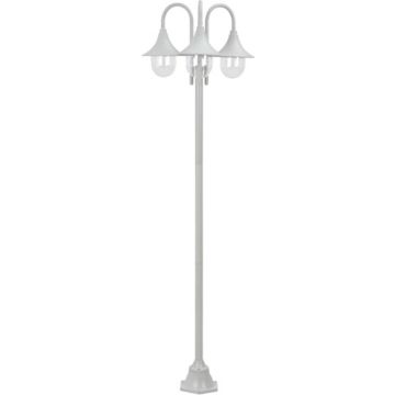 vidaXL Paalverlichting tuin E27 220 cm aluminium wit 3-delig