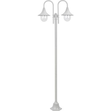 vidaXL Paalverlichting tuin E27 220 cm aluminium wit 2-delig