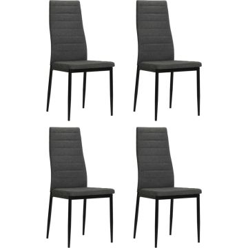 vidaXL Eetkamerstoelen 4 st stof donkergrijs