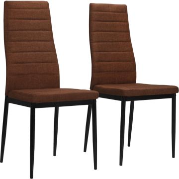 vidaXL Eetkamerstoelen 2 st stof bruin