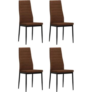 vidaXL Eetkamerstoelen 4 st stof bruin