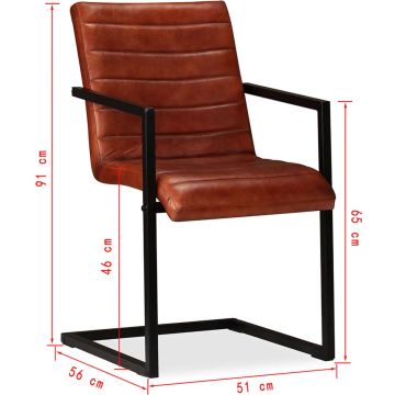 vidaXL Eetkamerstoelen 4 st echt leer bruin