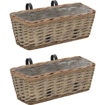 vidaXL Balkonbakken 2 st 40 cm wicker met PE-voering